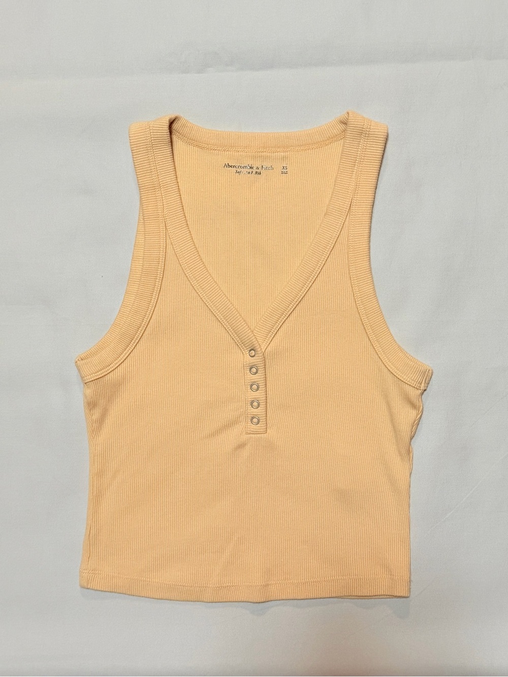 Abercrombie & Fitch Soft A&F Rib Henley Tank Top Peach XS